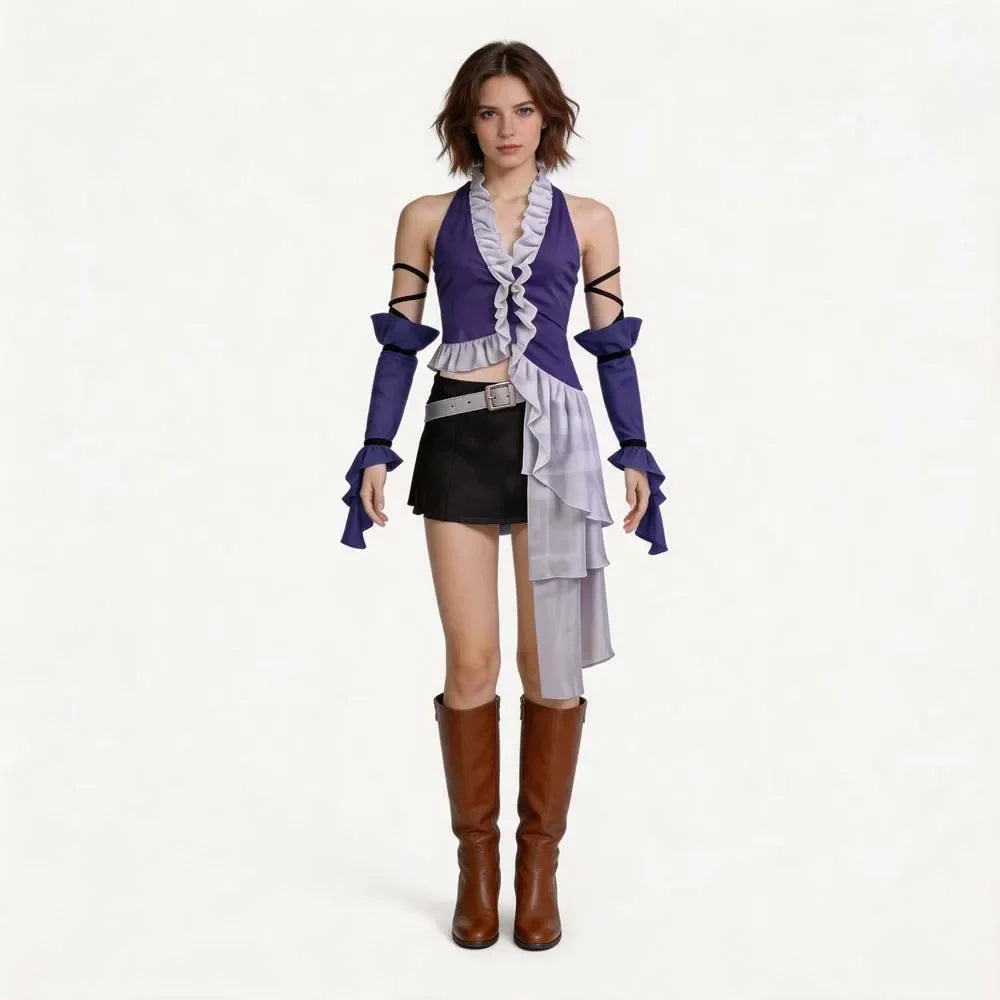 Anime Final Fantasy XII Cosplay Yuna Lenne Song Cosplay Costume Halloween Blue Dress