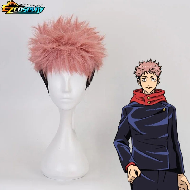 Itadori Yuji Cosplay Anime Jujutsu JJK Itadori Yuji Cosplay Costume Wig Jacket Pants Uniform Halloween Costumes