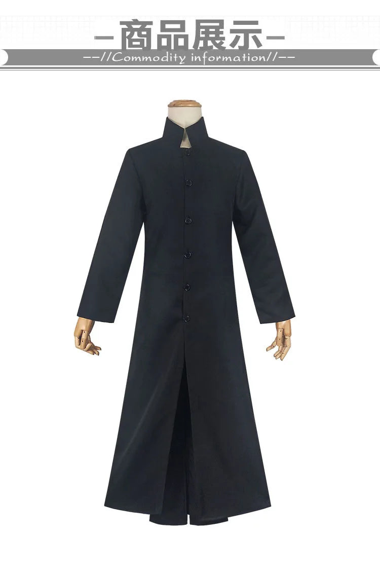 Matrix Cosplay Kostume Neo Trench Coat Black Cosplay Costume Halloween Party Costumes for Men Cos Play Prop Accessories
