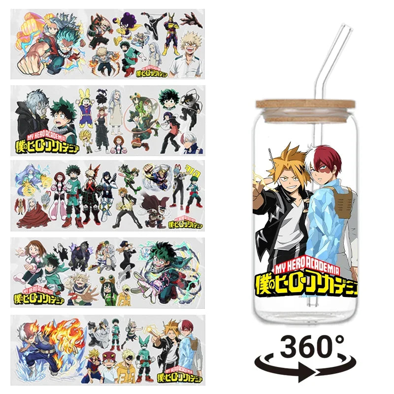 UV DTF Anime HD Sticker Waterdichte DIY My Hero Academia Transfer Sticker Permanent Sticker Water Cup Midoriya Izuku Decorate