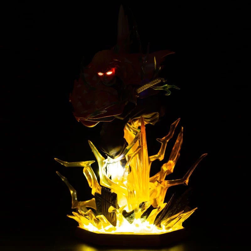 Demon Slayer 32cm Agatsuma Zenitsu Double Head Sculpture Figure PVC Light-Up Statue Anime Collectible Model Toy Room Decor Gift