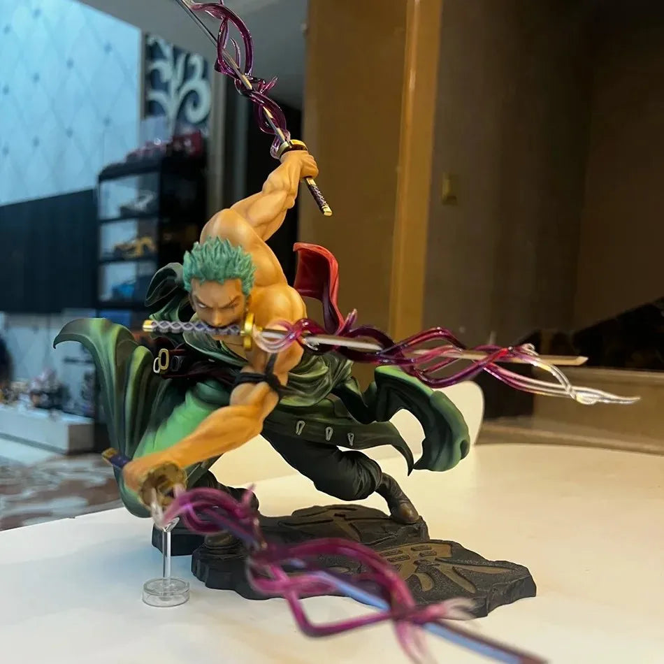 One Piece Action Figure Three-Knife Fighting Skill Roronoa Zoro Anime Model Decorations PVC Toy Gift