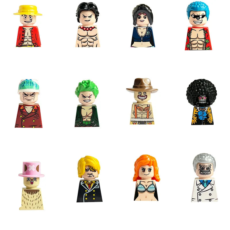 One Piece cartoon W015 building block mini humanoid doll Carney Luffy Roger Shan Zhi Essabo DYI manual building block toy