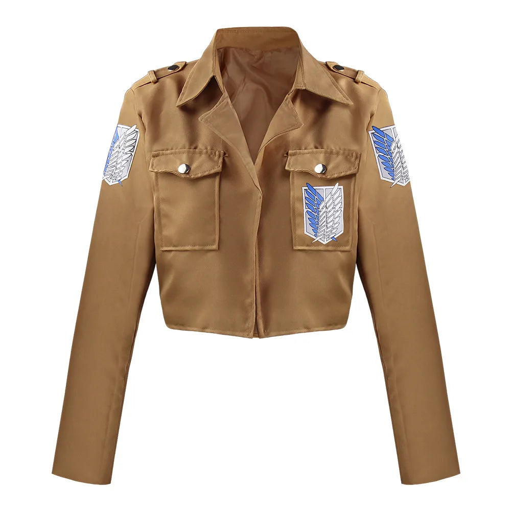 Anime Cosplay Levi Ackerman Mikasa Eren Jaeger Survey Corps Costume For Kids Shirt Hooded Cape Shinzou Wo Sasageyo