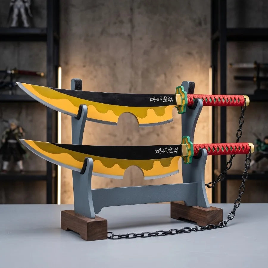 31in Demon Slayer Uzui Tengen Katana Anime Kimetsu No Yaiba Blade Sword Cosplay Prop Real Japanese Katana Samurai Sabre Toy Gift