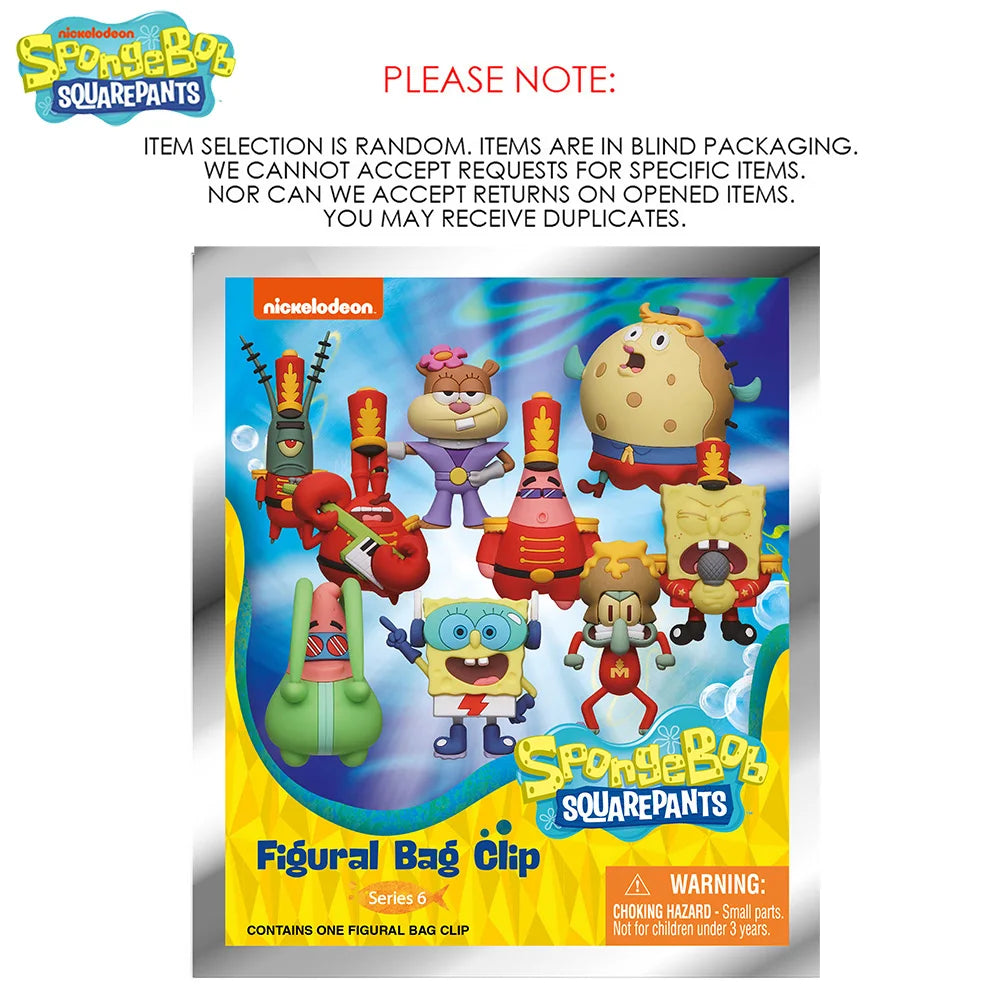 Random 1PC SpongeBob Officially Licensed PVC Blind Bag 3D Figure Bag Clip Keychain SpongeBob Patrick Squidward Collectible Toys