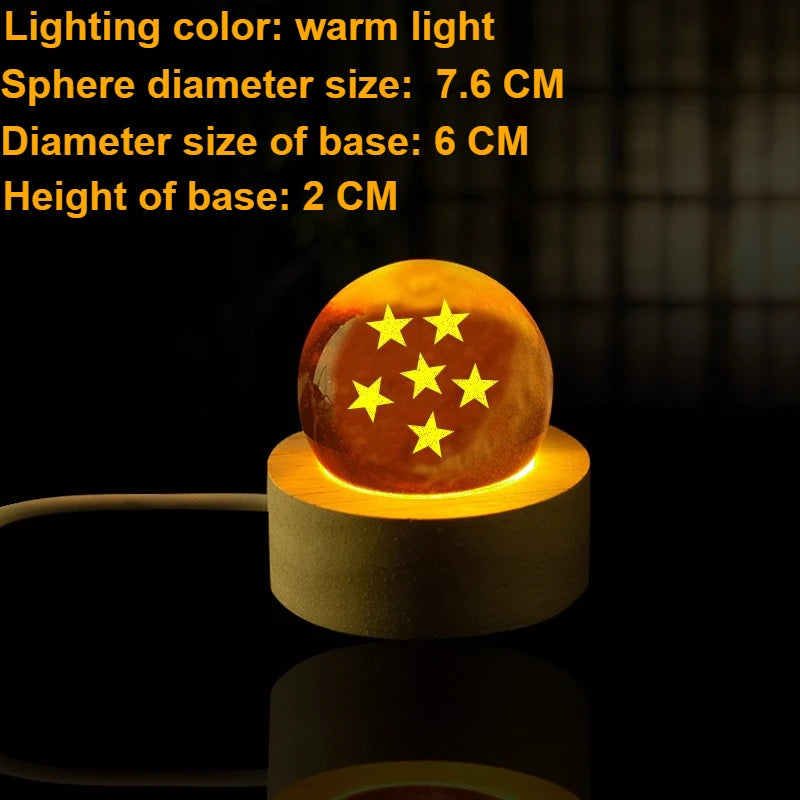 Dragon Ball crystal ball lamp Dragon wishing ball Led nightlight mini anime character crystal ball desktop ornaments gift toys