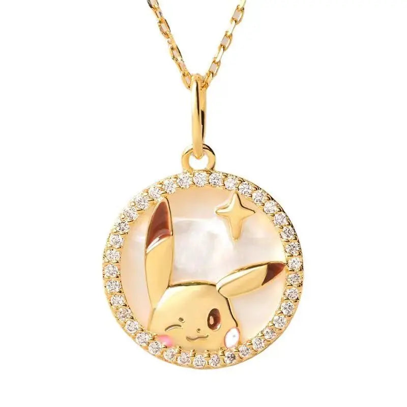 New Pokemon Espeon Snorlax Gengar Mewtwo Necklace Couple Accessories Anime Peripherals Fashion Cartoon Niche Light Luxury Gifts
