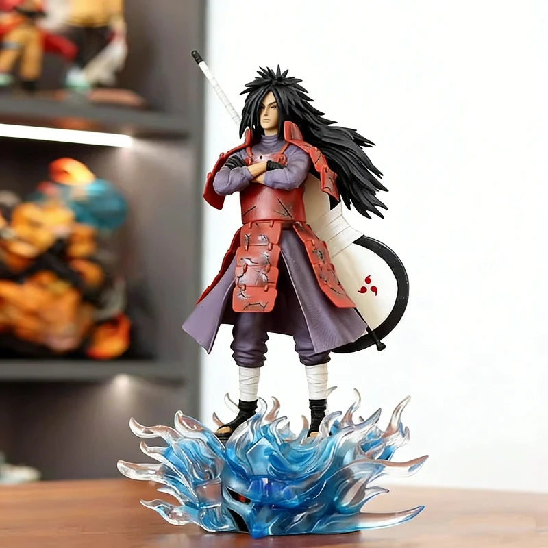 In Stock 25cm 42cm Anime Naruto GK Uchiha Madara CW Gatekeeper Ver LED Light Up PVC Figure Collectible Statue Model Toy Desktop