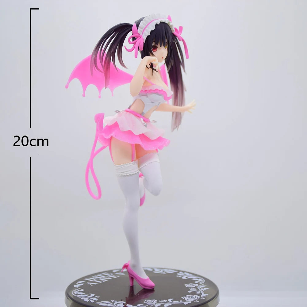 Anime Tokisaki Kurumi Figure Tokisaki Kurumi Action Figures PVC Model Cute Girl Toys Pink Devil Tokisaki Kurumi Figurine 20cm