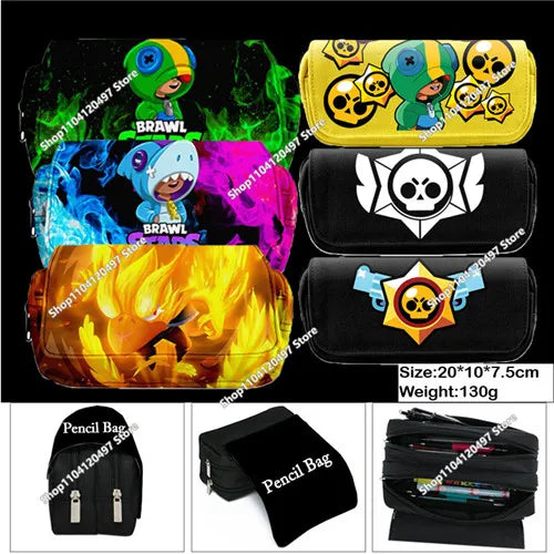 3D Anime Pen Bag Student Storage Bag Brawl Stars Cartoon Pen Box Cute Boys Girls Pencil Case