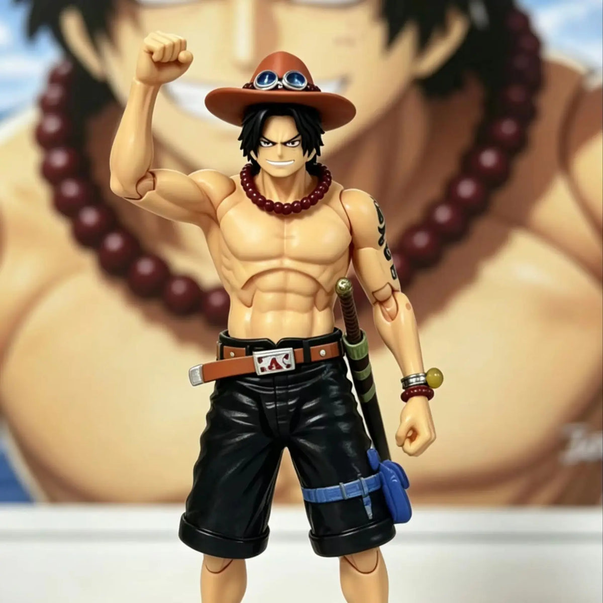 Bandai SHF One Piece Fire Fist Ace Action Figure - Collectible Model Toy Doll Ornament for Birthday Gift