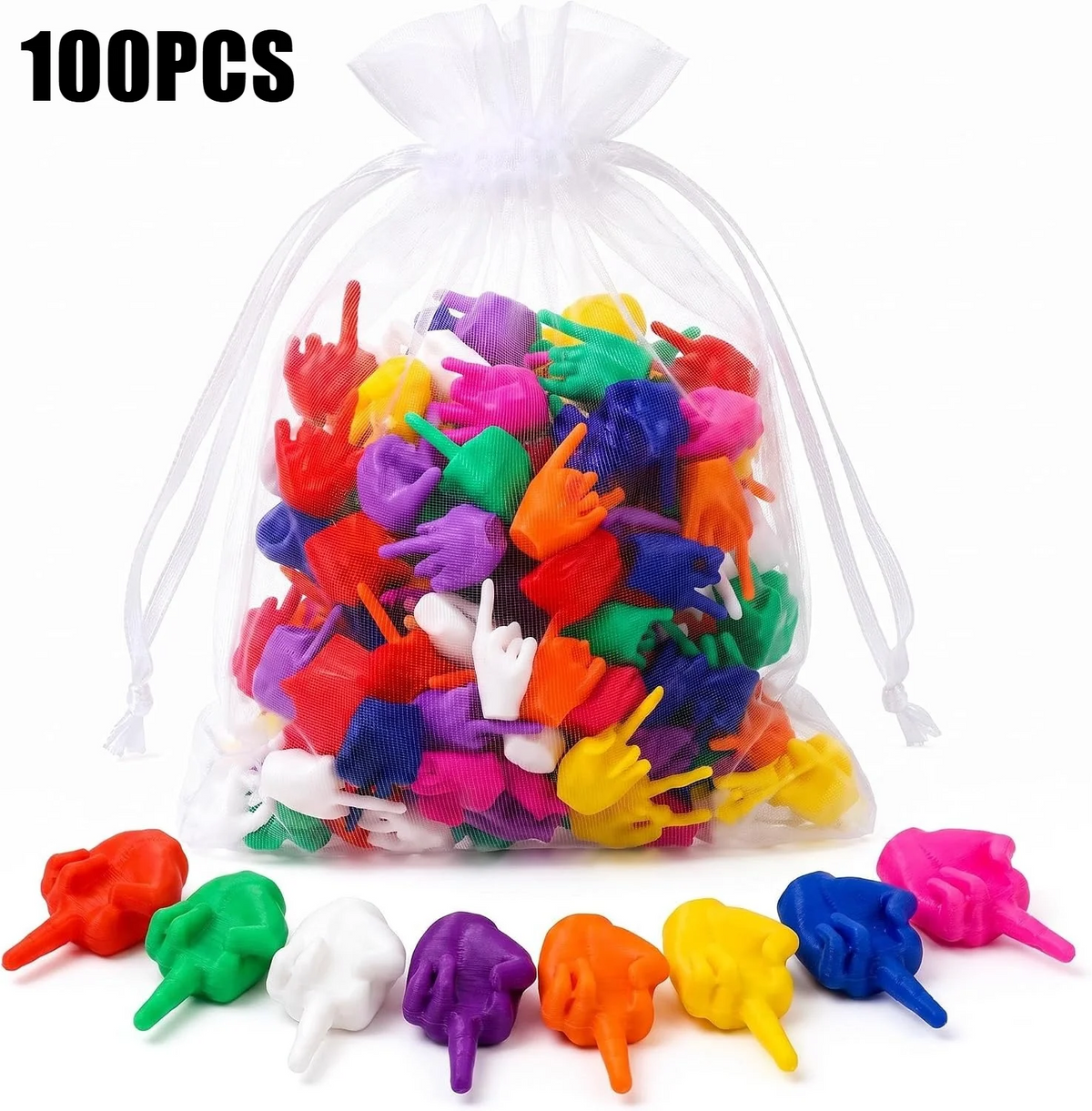 Colorful Spoof Hand Gesture Middle Finger Figurine 25/50/100Pcs Halloween Novelty Party Ornament Mini Desktop Display Accessory
