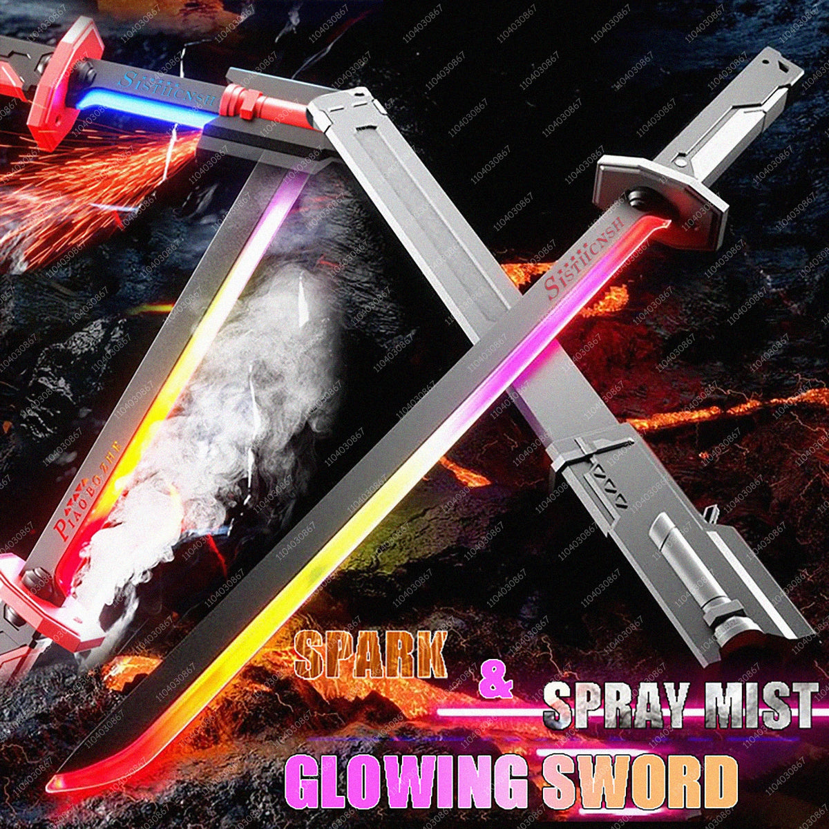 NEW Colorful Streamer Glowing Sword Toys with Spark & Smoke Effect Light Sword Toy for Kids Christmas Birthday Gift Holiday Prop