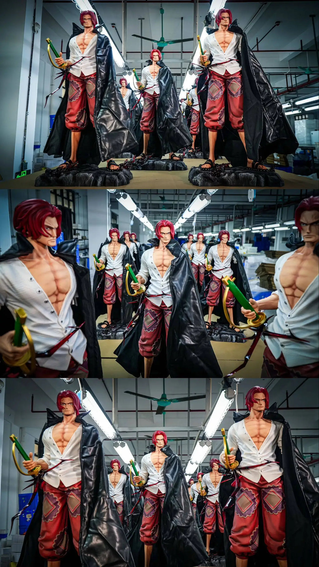JT Studio One Piece Extra Large Red Haired Shanks Anime Figure Statue 70CM Big Cloak Handmade Ornament Collection Model Gift Toy