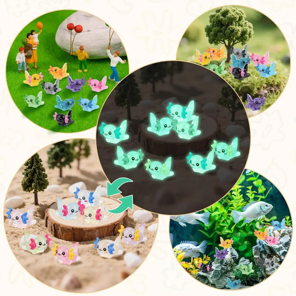 10Pcs Miniature Salamander Figurines Tiny Animal Ornaments for Fairy Garden Plant Pot Fish Tank Decor Mini Landscape Accessories