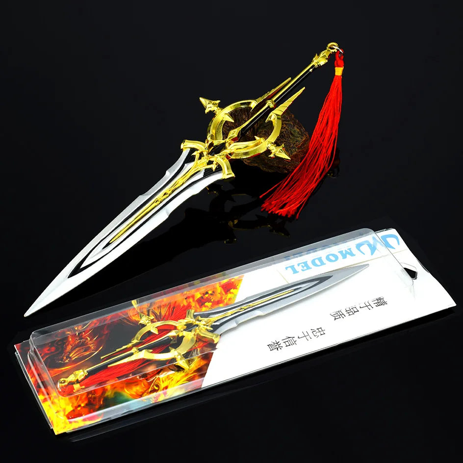 King of Glory Game Peripheral Weapon 22cm Character Kai Silver White Aria Zinc Alloy Weapon Model Ornaments Collection Gift Toys
