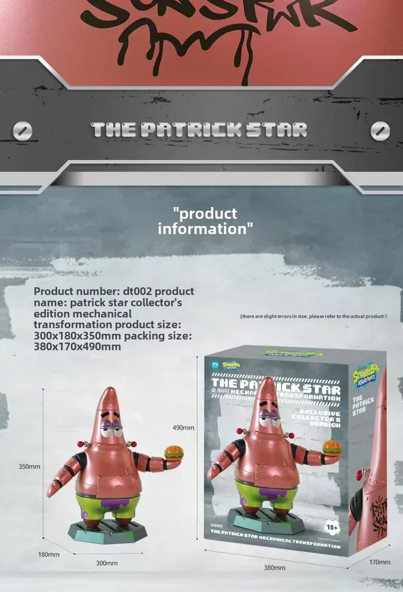 New Patrick Mechanical Style Model 360° Waist Rotation SpongeBob Series Collection of Ornaments PVC Large Figure Toy Gifts