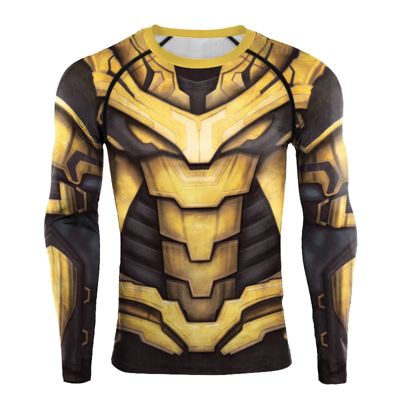 [You're My Secret] Superhero Long Sleeve Workout 3D Compression Shirt Comics Cosplay Costume Men's Quick Dry Rash Guard Gym Tops