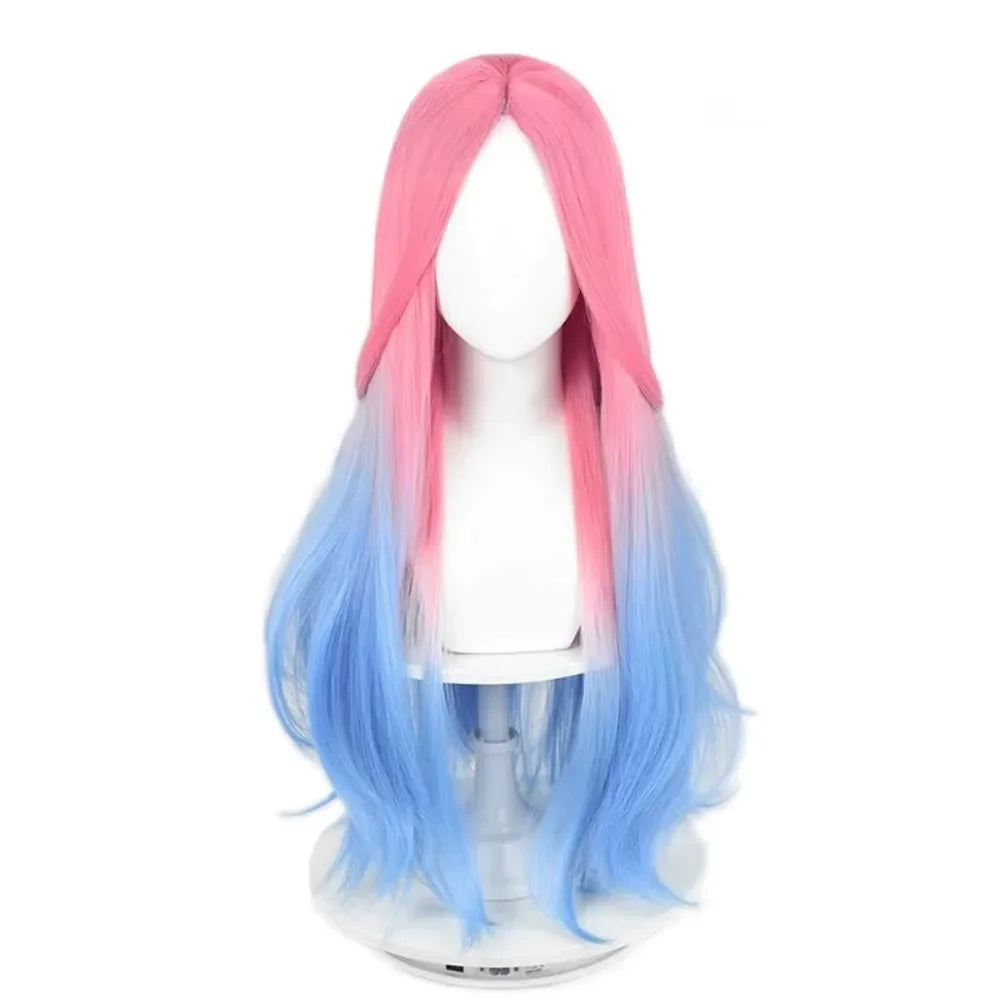 Mizi Cosplay Costume Anime Alien Stage Cosplay Costume Pink Gradient Blue Purple long hair Stage costume Velvet Dress