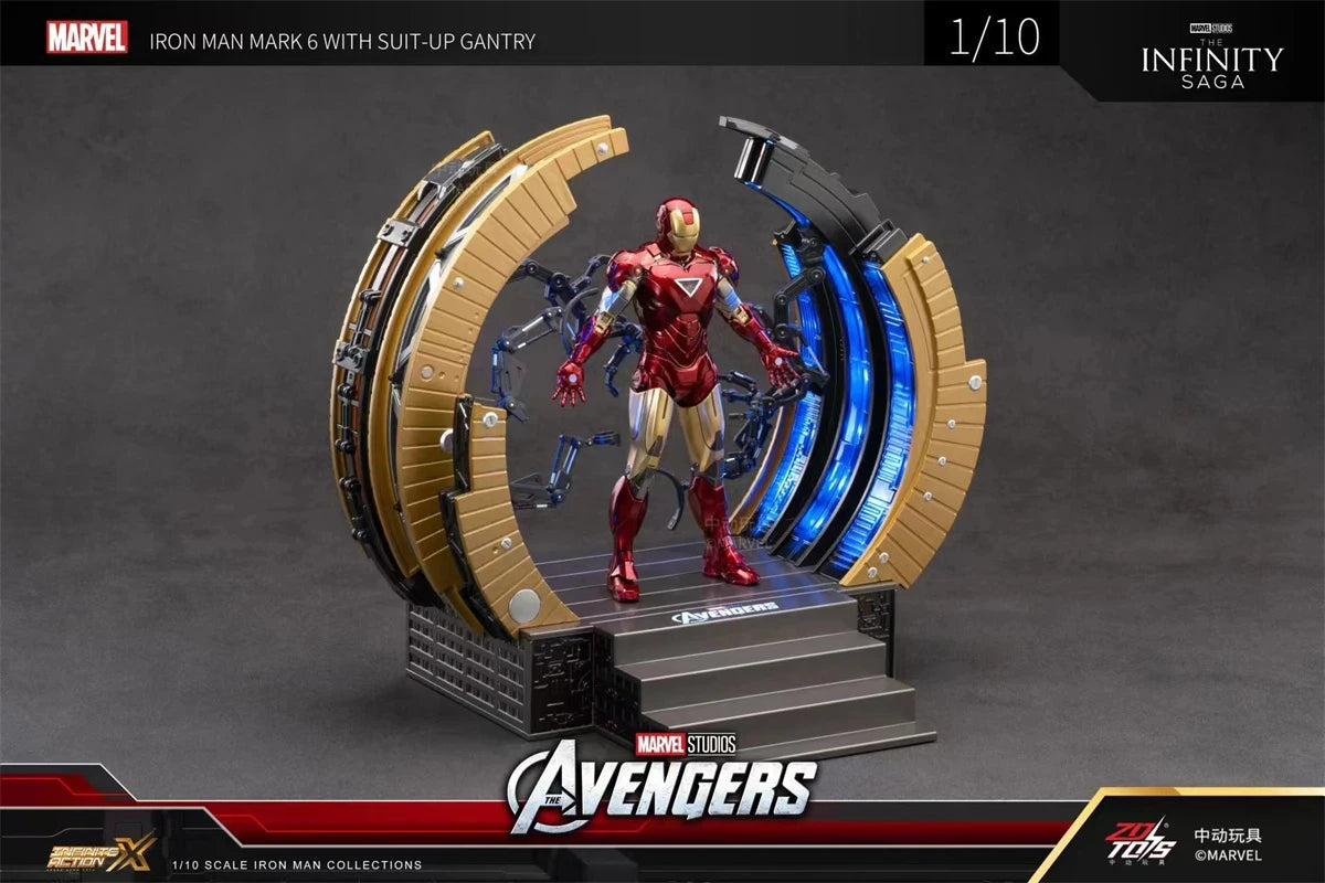 ZD Toys Iron Man MK6 With Suit-up Gantry MK4 With Suit-up Gantry Action Figure Iron Patriot Adult Collection Figure Gift
