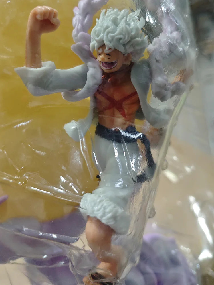 New 26cm One Piece Anime Periphery Figure Moon Nika Luffy Gear 5 With Moon Light Action Figure Gk Statue Model Home Decorations