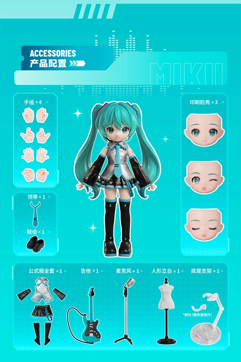 Blokees Hatsune Miku Action Figure DIY Joint Mobility Anime Assembly Figurine Toy Cartoon Doll Collection Figures Christmas Gift
