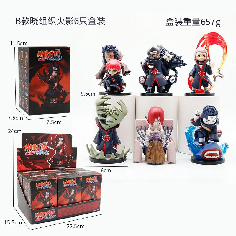 Hot Bandai Naruto Shippuden Akatsuki Series Anime Figure Peripheral, Naruto Trendy Doll, Creative Desktop Orname Surprise Gifts