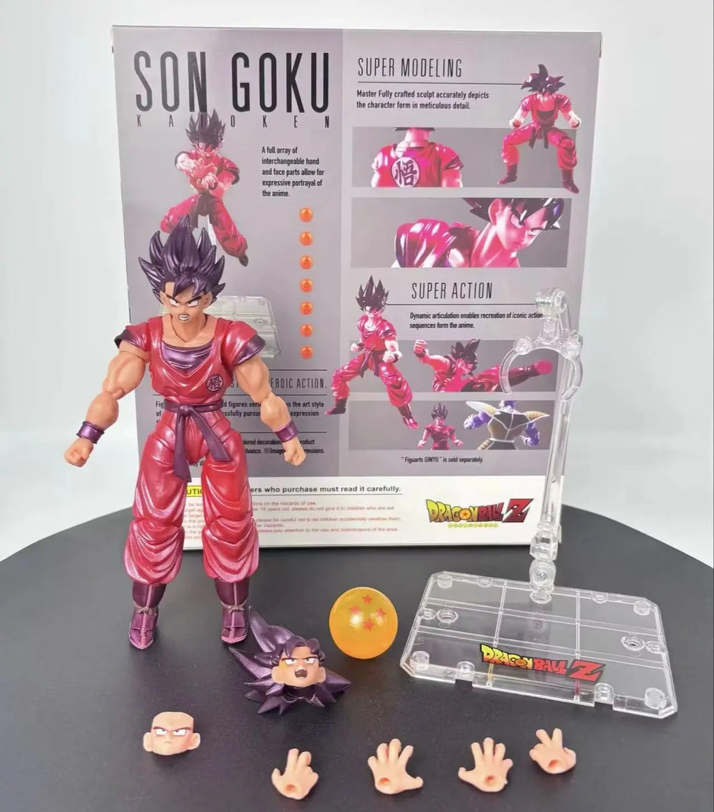 Bandai Dragon Ball Large Goku Kaioken Anime Figure - Desktop Ornament Model Boy and Fan Gift Collectible Action Figure