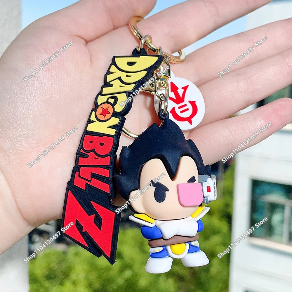 Anime Dragon Ball Keychain Fashion Jewelry Son Goku Vegeta Piccolo Crystal Ball Resin Action Figures PVC Key Ring Bag Pendant