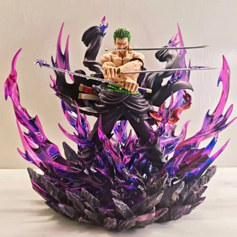 New One Piece 34cm Jt Full Painting Roronoa Zoro Gk Figure Battle Scene Statue Popular Anime Characters Desktop Decoration