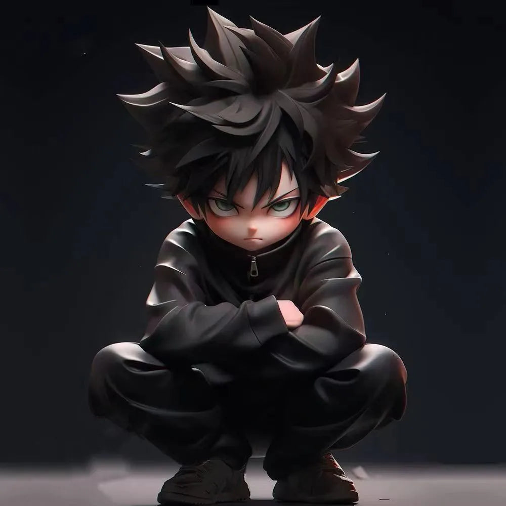 Bandai Jujutsu Kaisen Q Version Figure Gojo Satoru Sukuna Fushiguro Megumi Squatting PVC Model Statue Desktop Decorative toy