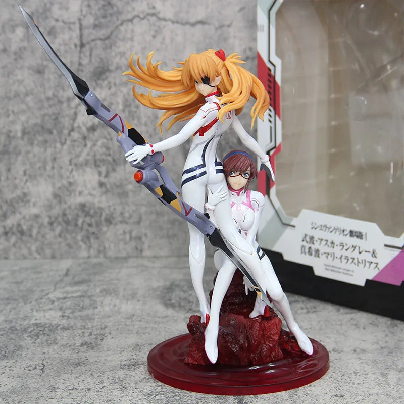 Eva 27cm Asuka Mari Makinami Action Figures Garage Kit Anime Bishoujo Model Double Character Peripheral Toy Statue Ornament Gift