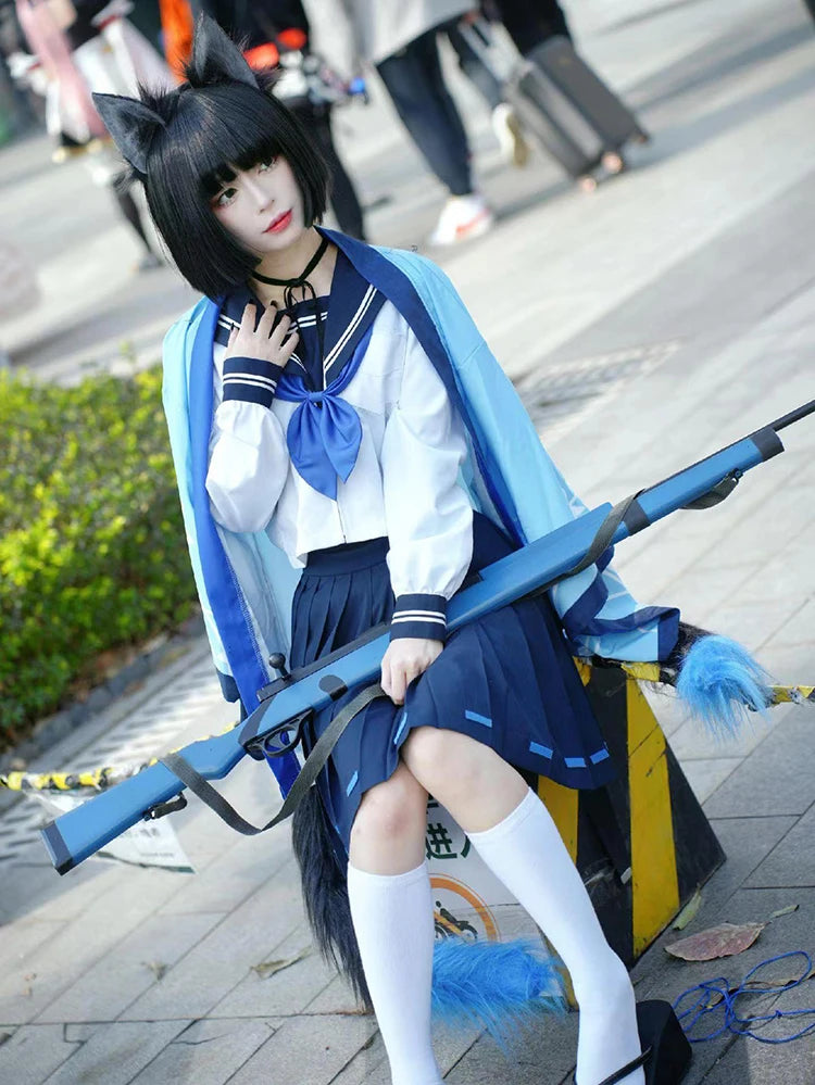 Game Blue Archive Cosplay Tongsheng Kikyou Costume Sailor Cape Cartoon Anime Dress Ear Headwear Wig JK Uniform Top Skirts Kimono