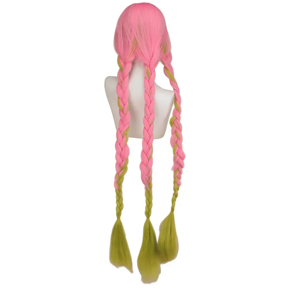 Anime Kanroji Mitsuri Cosplay Costume Kimono Haori Dress Wig Clothes Halloween Costume for Adult Children