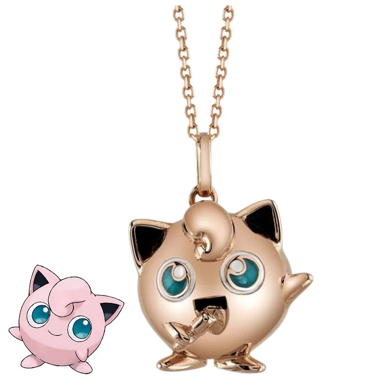 New Pokemon Espeon Snorlax Gengar Mewtwo Necklace Couple Accessories Anime Peripherals Fashion Cartoon Niche Light Luxury Gifts