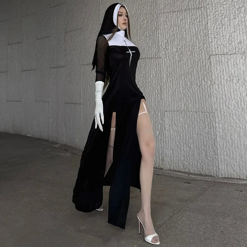 New Halloween Cute Female Anime Nun Costume Role Play Performance Clothes Sexy Ladies Performance Fancy Dress Sister Costume
