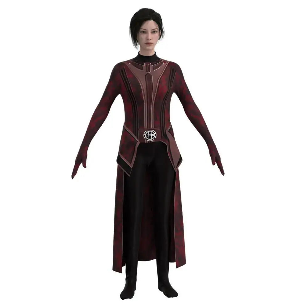 Scarlet Cosplay Witch Maximoff Wanda Vision Cosplay Costume Headwear Cloak and Pants Full Set Outfit Halloween Accessories