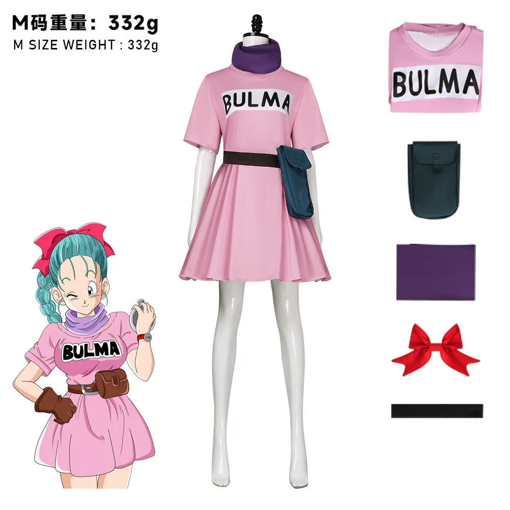 Bulma Costume Anime Cosplay Women's Halloween Year Party Performance Cosplay Costume Set