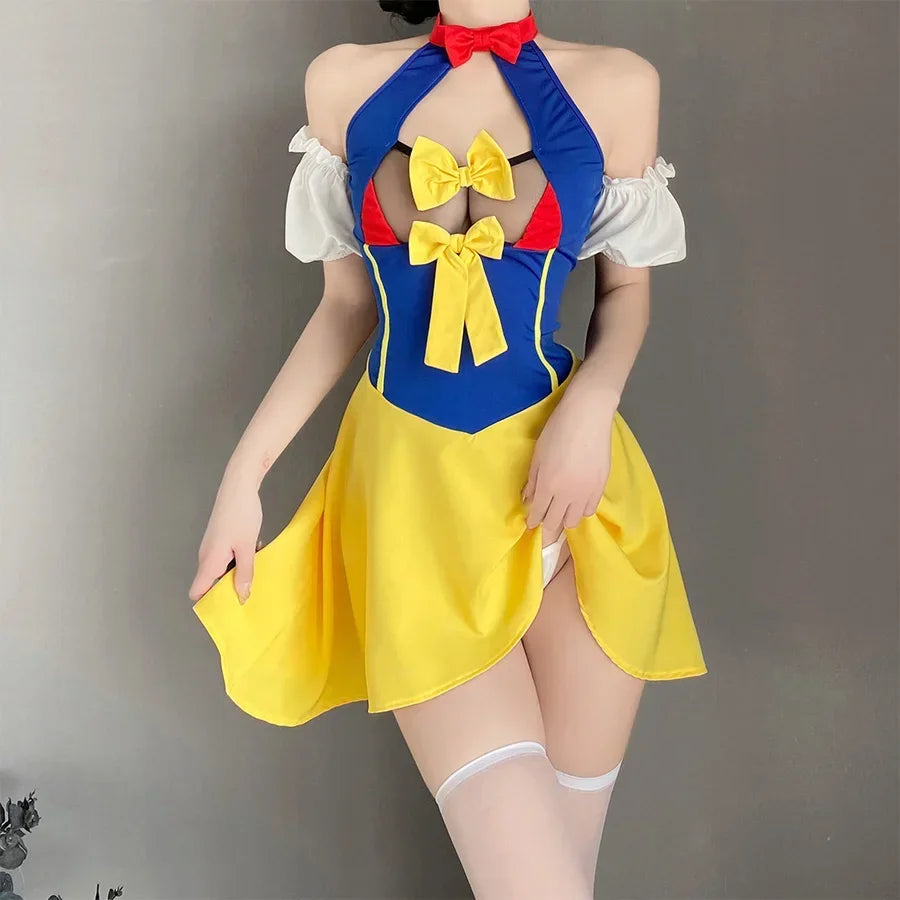 Sexy Maid Costume Outfit For Women Cosplay Cute Kawaii Lolita Exotic Style Bowknot Dress Uniform Party Halloween