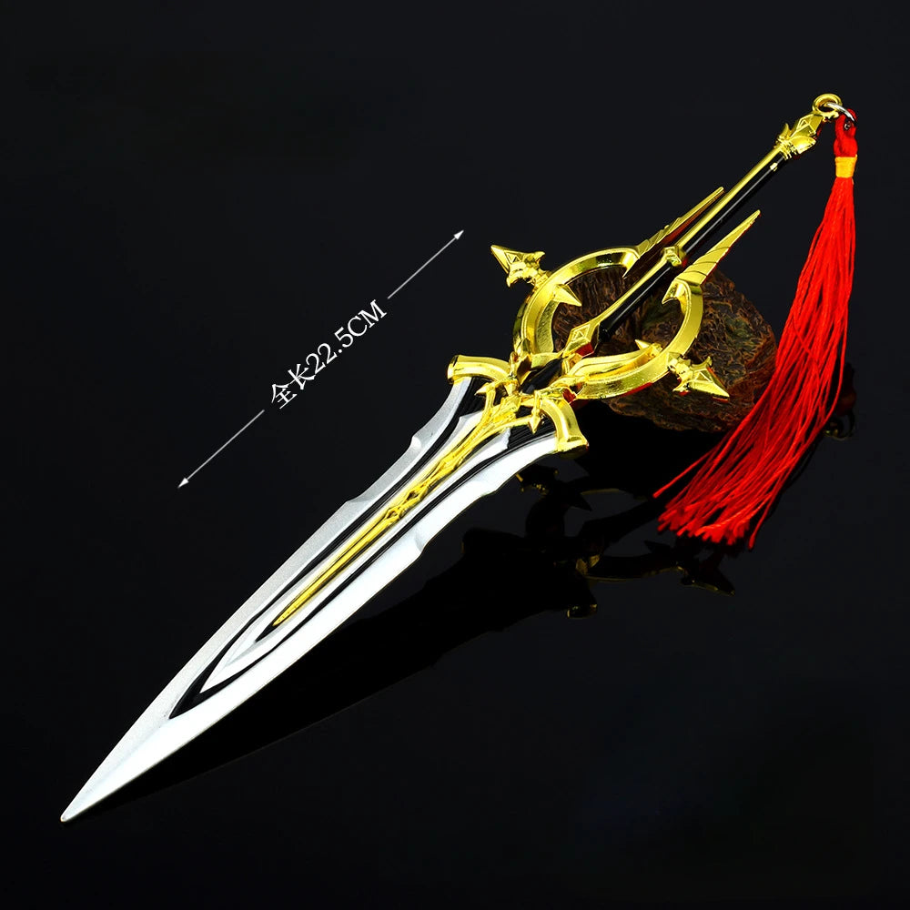 King of Glory Game Peripheral Weapon 22cm Character Kai Silver White Aria Zinc Alloy Weapon Model Ornaments Collection Gift Toys