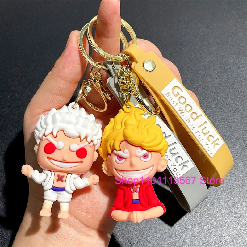 One Piece Luffy Keychain Monkey D. Luffy Roronoa Zoro Cartoon Character Ornament Key Bag Pendant Clothing Accessories