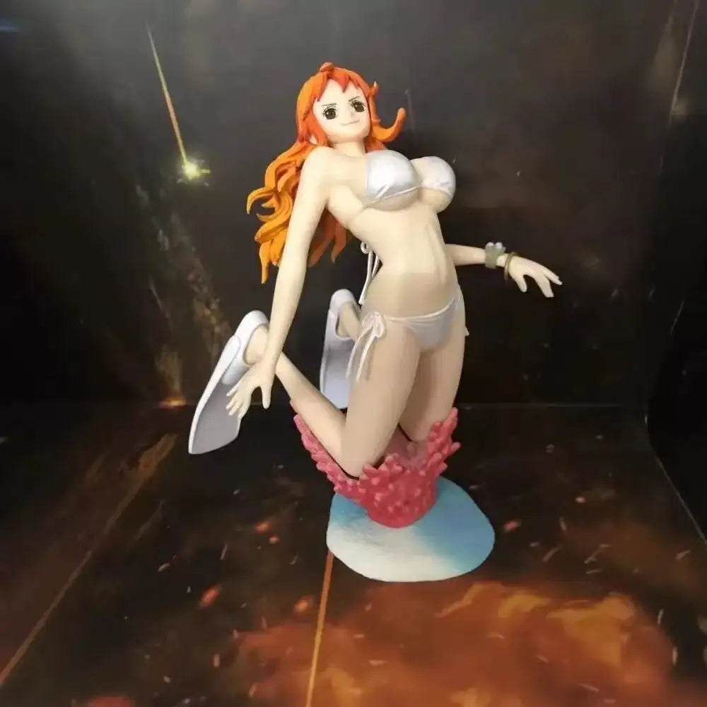 15CM Nami Figure One Piece Anime Action Figures Creator Swimsuit Kneeling Position Toy Gift Collection Decoration Ornaments PVC