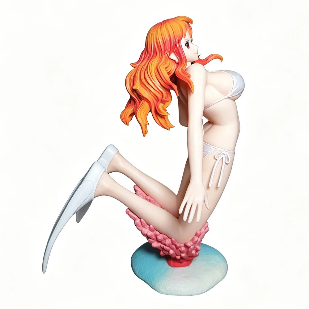 15CM Nami Figure One Piece Anime Action Figures Creator Swimsuit Kneeling Position Toy Gift Collection Decoration Ornaments PVC