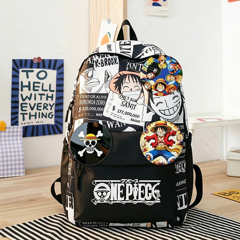 One Piece Anime Backpack Cartoon Luffy Printed Schoolbag Man Fashion Unisex Backpacks Travel Bag for Students Teens Laptop Bags