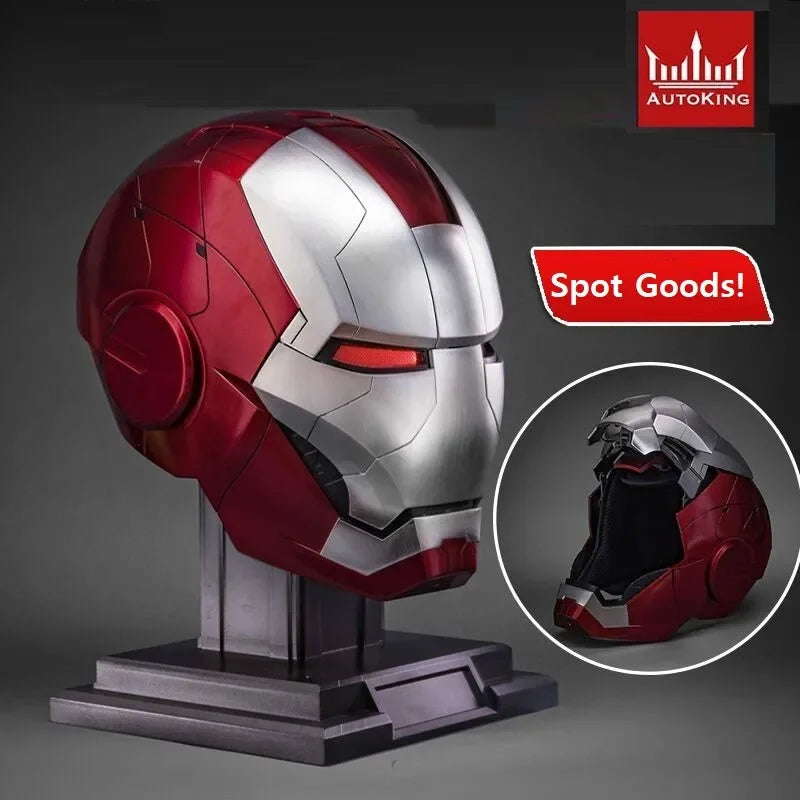 Marvel 1:1 Iron Man Mk5 Jarvis Helmet Remote Voice Control Auto Helmet Mask With Led Light Figure Boy Christmas Birthday Gift