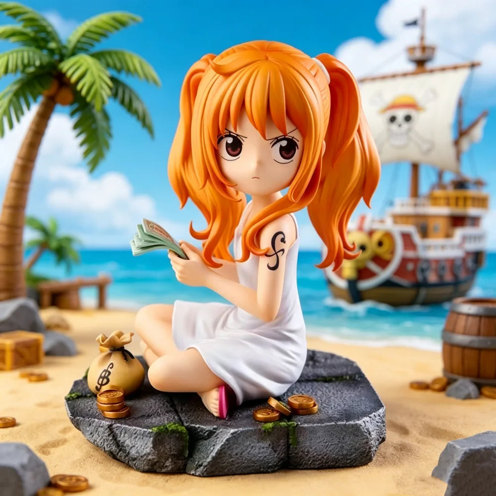 Anime One Piece Figures Q Version Nami Action Figure 10cm/3.94inch PVC Statue Nami Figurine Collection Model Ornament Toys Gifts