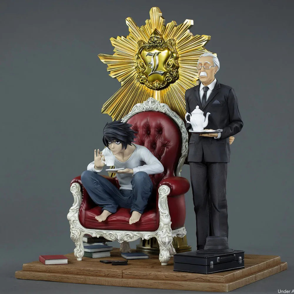 18CM L Lawliet Figure DEATH NOTE Chair Sitting Position Anime Desktop Crafts Golf Model Toy Gift Collection Ornaments PVC