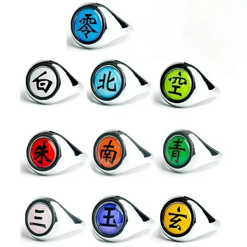 Hot Anime Ring Cosplay Akatsuki Itachi Pain Metal Finger Adult Ninja Props Accessories Cool  Jewelry Gift Adjustable Size