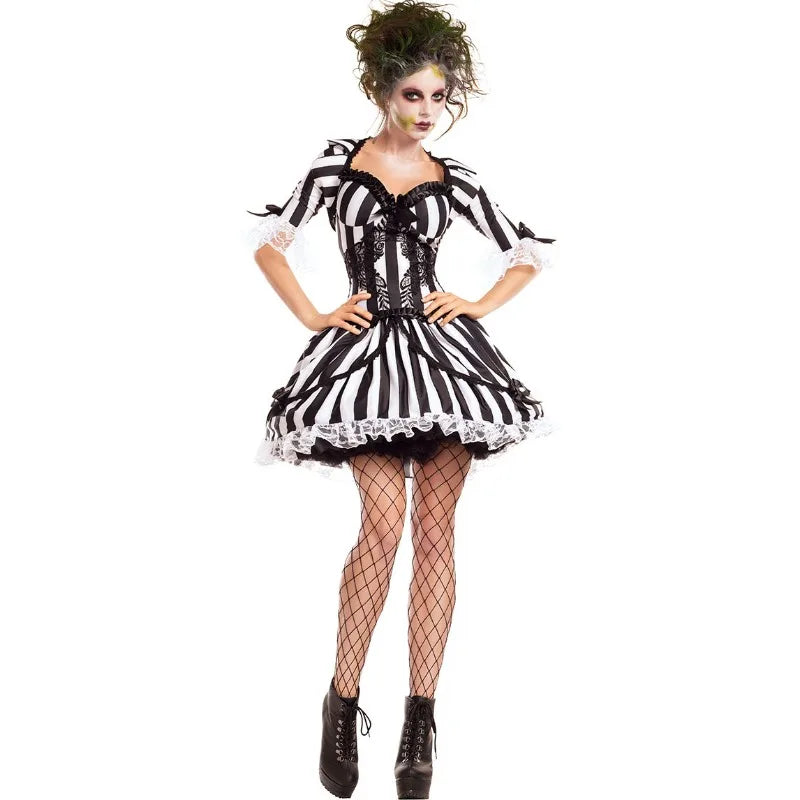 ZOETOPKID Halloween Cosplay Costumes Clown Circus Party Dress Uniforms Female Costume Naughty Clown Performance Joker Clothing